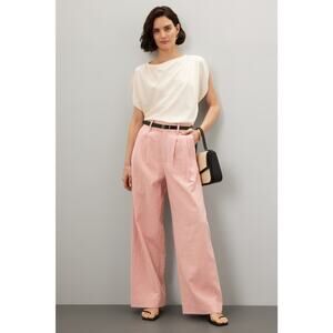 EN SAISON Dusty Pink Linen Style Front Zipper Macey Trousers Pants Size Small